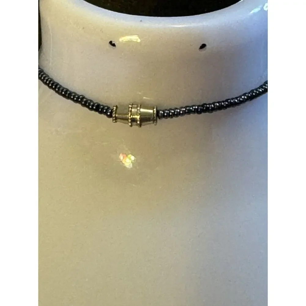 -NECKLACE Black Onyx W/A Black Onyx Teardrop Pendant 19.5” Screw back Closure